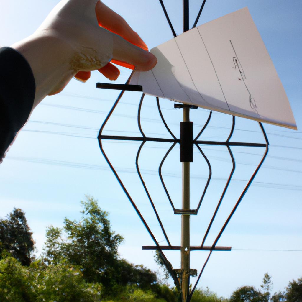 Person holding radio antenna diagram