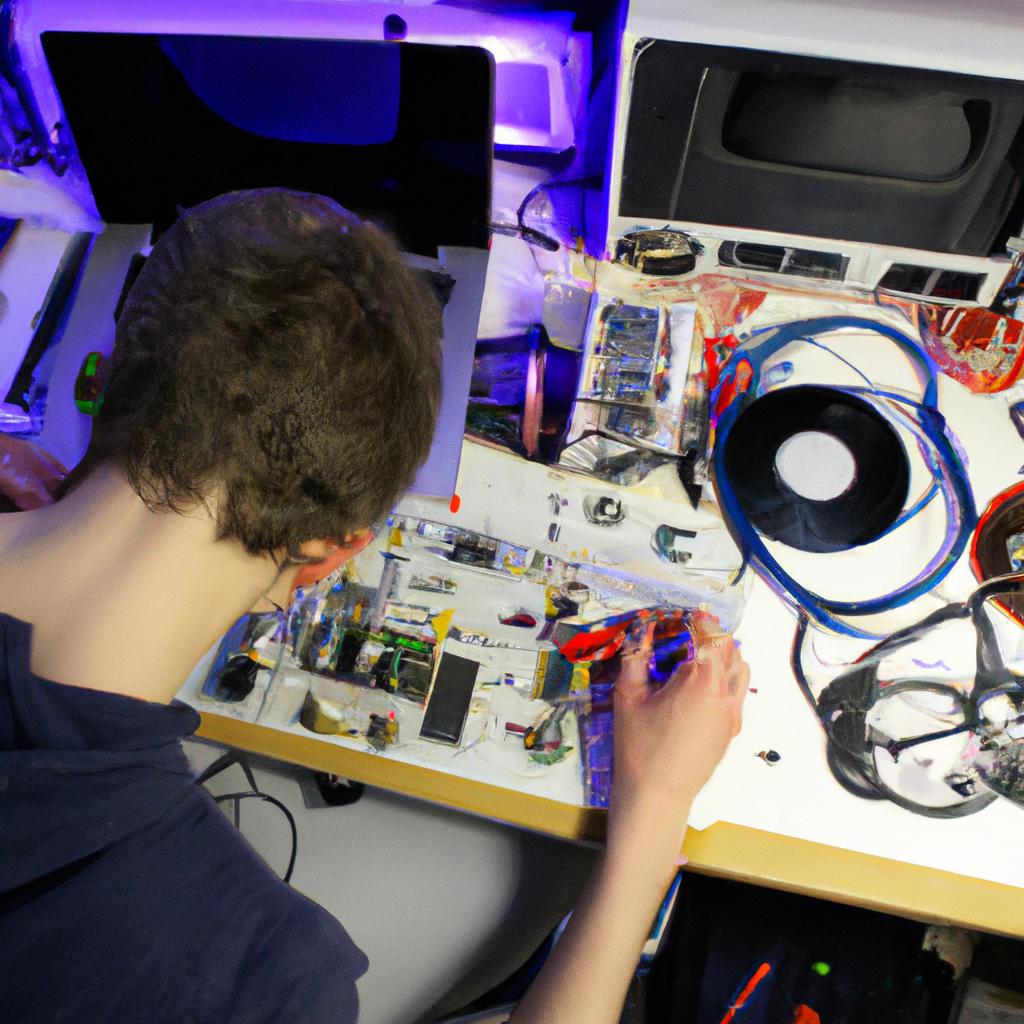 Person working with electronic equipment