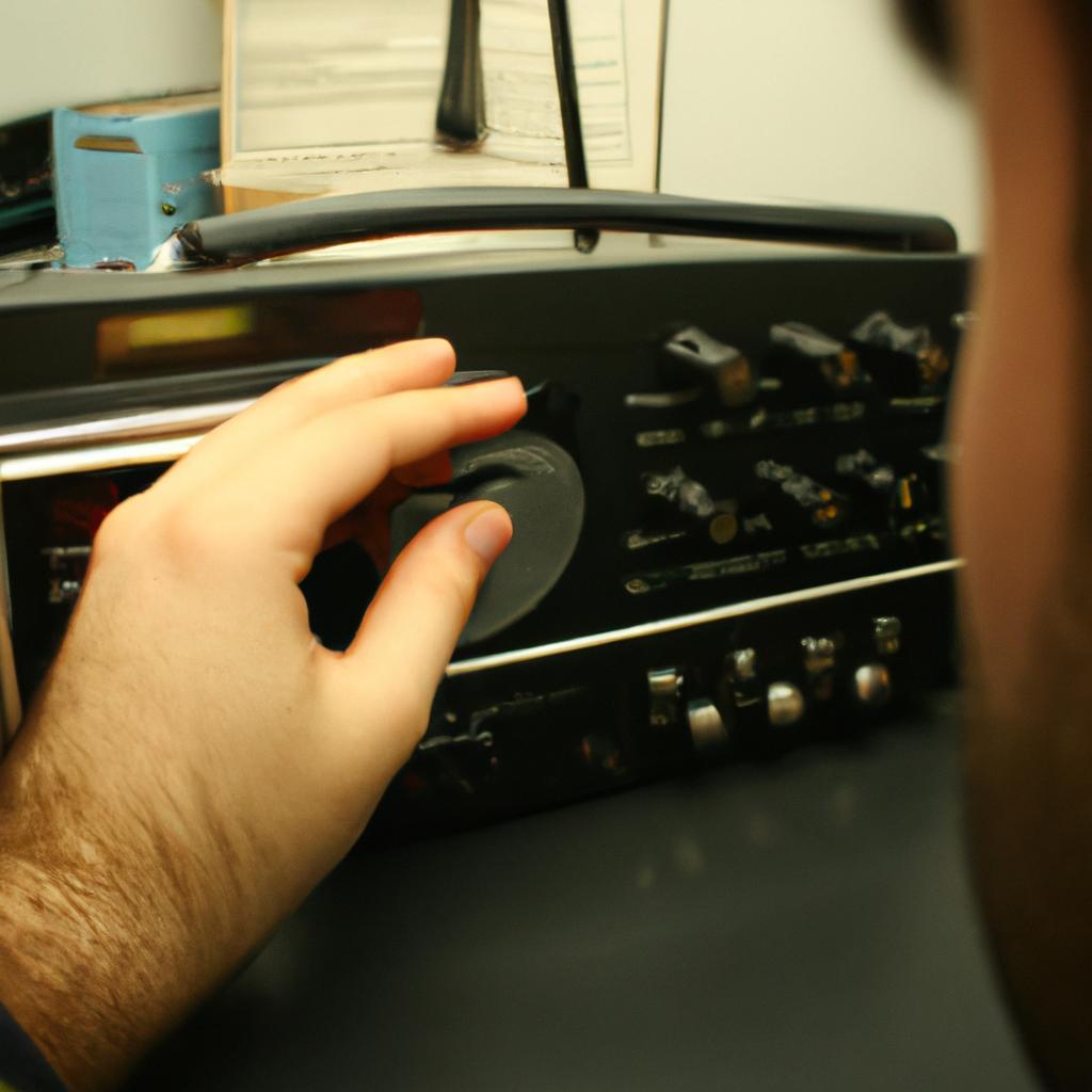 Person operating shortwave radio