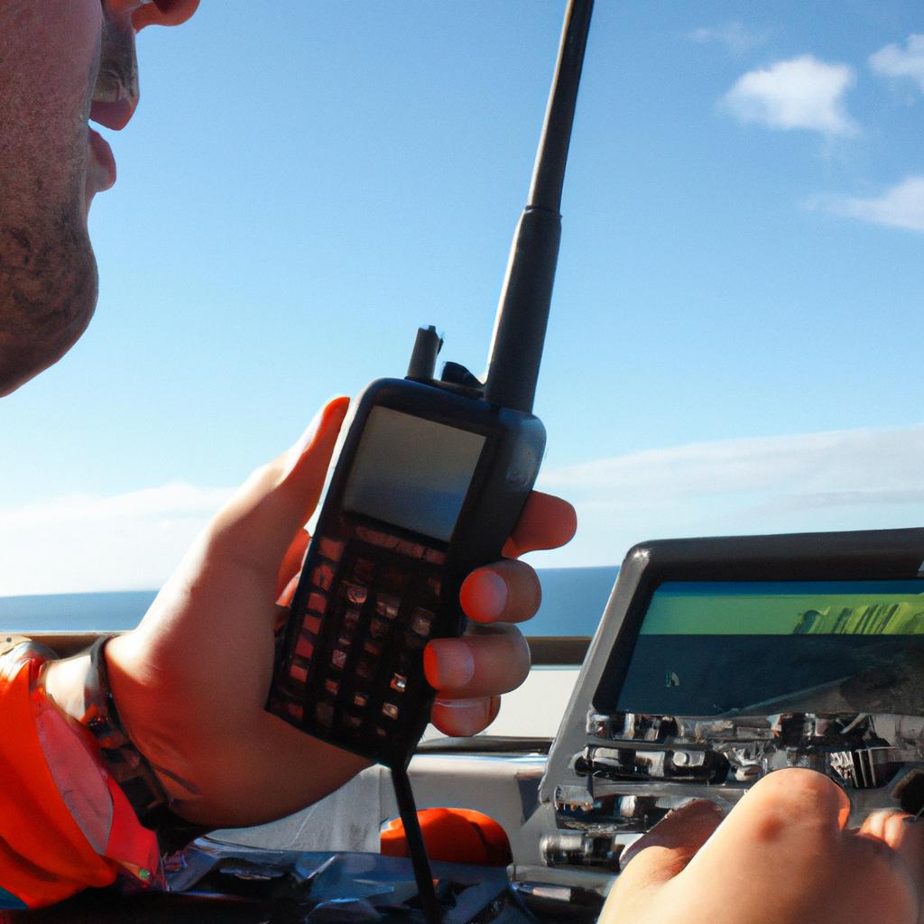 Person operating VHF radio equipment